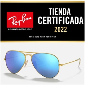Gafas De Sol RAY BAN AVIATOR RB3025 112/4L Matte Gold Blue Flash Polarized New - Imagen 1 de 10