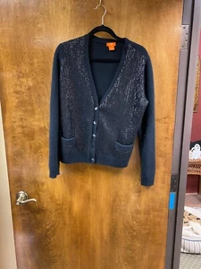 Women's "Joe Fresh" black sequined V-Neck button Sweater. Size XL . Prev. Owned - Picture 1 of 2