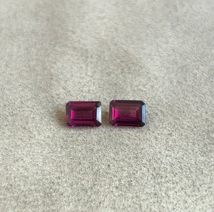 8x6 mm Emerald cut Purple Garnet matched Pair Clean Clarity Natural gemstones - Picture 1 of 6