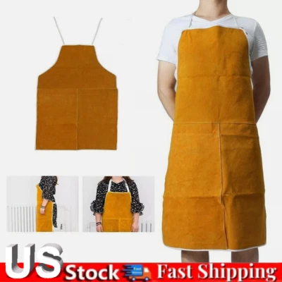 Leather Welder Apron Heavy Duty Flame Retardant Welding Work Protective Apron US - Image 1 of 4