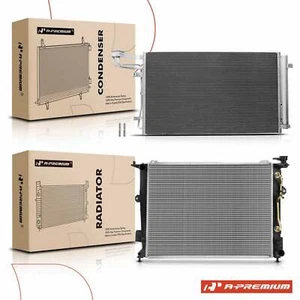 2× Radiator & AC Condenser Cooling Kit for Hyundai Genesis 2012 2013 2014 3.8L - Picture 1 of 9