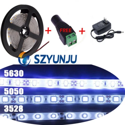 12V 5M LED Flexible Strip Light SMD 3528 5050 5630SMD 300 LED +DC +Power Supply - Image 1 of 4