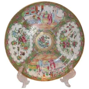 Antike chinesische Qing Rose Medaillon umrandete Schüssel aus dem 19. Jahrhundert - Bild 1 von 9
