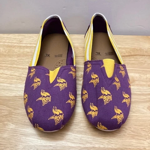 MINNESOTA VIKINGS Purple/Yellow NFL FOCO Slip-On Flats Shoes (Women's Size 10) Cover