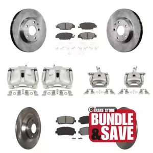 Front Rear Brake Caliper Rotors & Semi-Metallic Pad Kit For 2015-2015 Mazda CX-5 - Picture 1 of 23