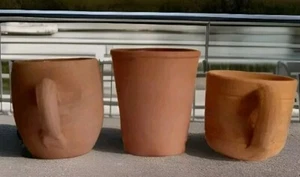 👍Three Pottery cups✔☕Handmade👌Healthy and natural😉Jordan😀 - Picture 1 of 5