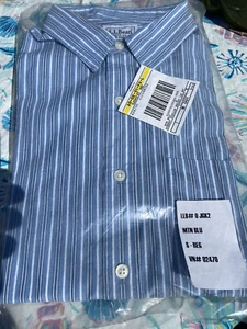 LL Bean Mens Long Sleeve Striped Shirt Sm Mountain Blue 100% Cotton New Package - Picture 1 of 6