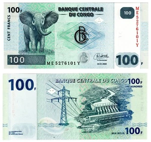 2022 Congo Democratic Republic Banknote 100 Francs P98b UNC Oberthur  NEW - Picture 1 of 1