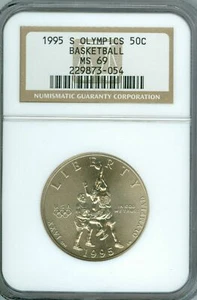 1995 S BASKETBALL HALF DOLLAR NGC MS69 2ND FINEST REGISTRY  * - Picture 1 of 4