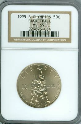 1995 S BASKETBALL HALF DOLLAR NGC MS69 2ND FINEST REGISTRY  * - Image 1 of 4
