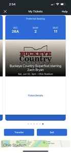 4 Tickets BUCKEYE COUNTRY SUPERFEST (ZACH BRYAN) 6/22/24 - Picture 1 of 5
