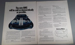 "Anuncio de American Motors 1968 ""El nuevo AMX se venderá tan democráticamente como sea posible" - Imagen 1 de 1