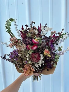 Dried Flower Bouquet, Statice, Hydrangea, Gift, Home Decor, Wedding - Picture 1 of 1
