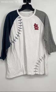 Antigua Mens White Blue Gray St. Louis Cardinals MLB Pullover T-Shirt Size 2XL - Picture 1 of 6