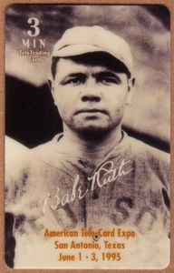 3u Babe Ruth Baseball San Antonio Expo Babe Ruth 1915 Rookie Photo Phone Card - Picture 1 of 2