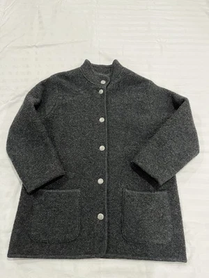 Hermoso cárdigan suéter con botones gris LL Bean para mujer 100 % lana RK61 grande Foto 1 de 4