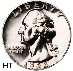 1963 Washington Quarter - Choice Gem Proof Lustrous 90% Silver US Coin #D7310 - Picture 1 of 4
