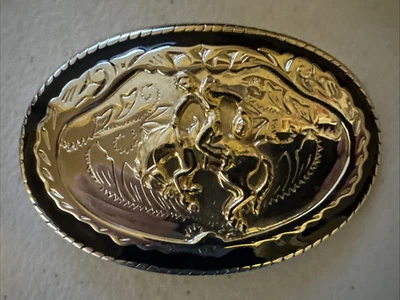 Vintage Western Cowboy Bullrider níquel plata, hebilla de cinturón brillante brillante, ¡bonito! Foto 1 de 4