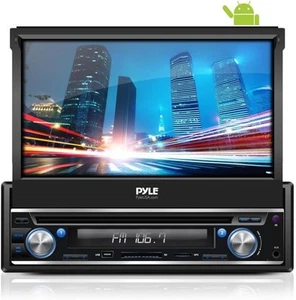 Pyle PL7ANDIN Single DIN Android Car Stereo Head Unit w/ 7" Flip-Out Touchscreen - Picture 1 of 2