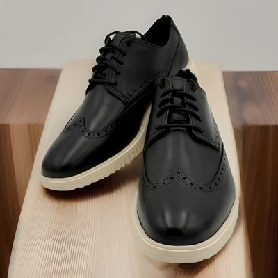 Cole Haan Mens Grand+ Wingtip Oxford Black Ivory Dress Shoes C36938 Size 9.5 M - Image 1 of 4