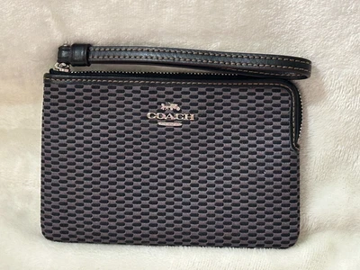 COACH ~ Black & Gray Corner Zip Wristlet Bag Wallet - Genuine #F13311 - NWOT - Image 1 of 4