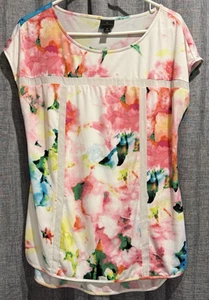 Worthington Multi-Color Floral Tunic Front Lined Slimming Womans Size Medium - Picture 1 of 12