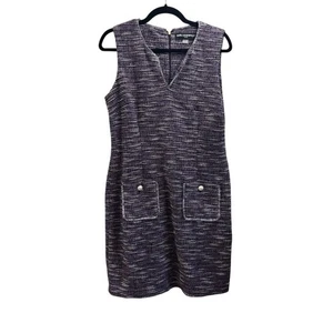 Karl Lagerfeld Sleeveless Heathered Purple Tweed Shift Dress - Picture 1 of 9