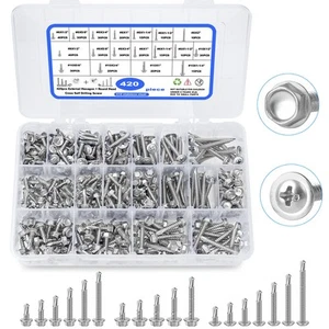 Self Drilling Screws, 420pcs Self Tapping Screws for Metal 410 Stainless Stee... - Picture 1 of 7