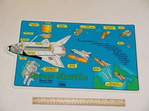 Space Shuttle Desk Mat 17" X 11" 1980s Read A Mat Eat & Learn The Straight Edge - Picture 1 of 2