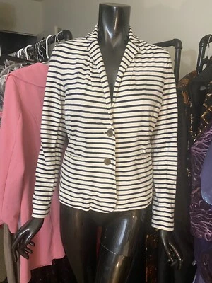 Chaqueta Blazer J Crew Mujer Náutica Tejida a Rayas Talla Pequeña Azul Marino Blanco Talla S Foto 1 de 4
