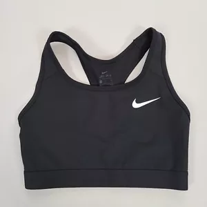Nike Bra Womens Small Black Sports Bra Swoosh Medium Support Non Padded Ladies - Picture 1 of 7
