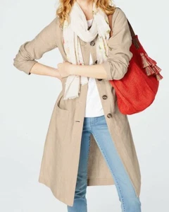 NWT J JILL Gorgeous Long Linen Flax Color Long Sleeve JACKET $129 MEDIUM Size M - Bild 1 von 5