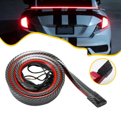 Carbon Fiber LED Car Tail Brake Light Strip Rear Spoiler Lip Trim Universal EOA - Image 1 of 4