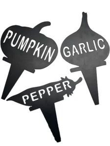 Heavy steel Metal garden vegatable signs gift tomatoe onion garlic eggplant  - Picture 1 of 4
