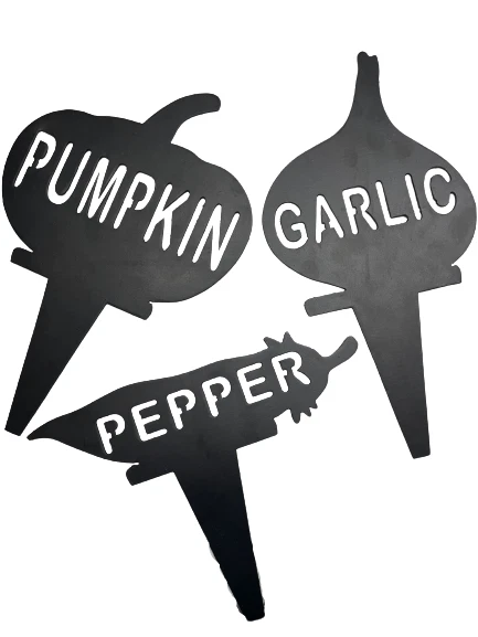 Placas vegetais de aço pesado metal jardim presente tomate cebola alho berinjela  - Imagem 1 de 4