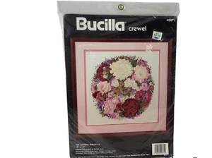 NEW Vtg Bucilla Crewel Embroidery Kit 40871 Garden Wreath II 2 Floral - Picture 1 of 3