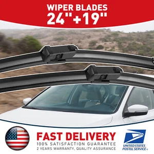 24"+19" Premium Bracketless Wiper Blades For 2013-2017 Volkswagen CC All Season - Picture 1 of 11