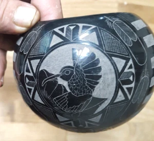 Elmer Red Star Sioux Sgraffito Kolibris Keramik Samen Glas 3" x 4" breit - Bild 1 von 13