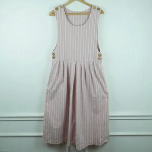 Vintage L XL Pinafore Jumper Dress Modest Handmade Prairie Cottagecore Cotton - Picture 1 of 6