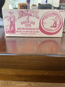 Anchor Hocking Mason Jar One Piece Caps 12 regular size nostalgic graphics - Picture 1 of 11