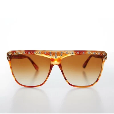 Tortoise 80s Rhinestone Women's Vintage Sunglass - Fifi - Image 1 of 3