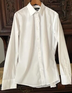 Milani Men’s XXL Slim Fit Button Up Long Sleeve Bright White Shirt Point Collar - Picture 1 of 7