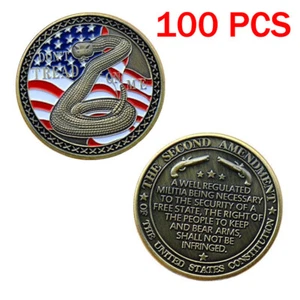 100PCS Challenge Coin US Constitution The Second 2ND Amendment Don't Tread On Me - Picture 1 of 9