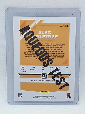Alec Ogletree 2019 Donruss Football - Aqueous Test SSP #183 - New York Giants - Image 1 of 2