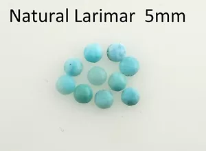 Larimar 5mm Round Flat Back Cabs 100% Dominican Natural. 10 Pieces (US Seller) - Picture 1 of 2