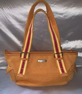The Sak Purse Orange Striped Knit Hobo Satchel Y2K Woven Zip Shoulder Purse Bag - Picture 1 of 9