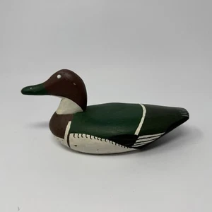 Vintage Wooden Mallard Duck Berlin 8 Inches John H Ellish Green Brown Painted - Picture 1 of 9