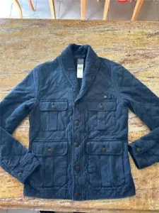 POLO RALPH LAUREN gesteppter Frotteeschal Cardigan Jacke Mantel Kreuzfahrt marineblau SM - Bild 1 von 8