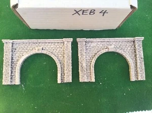 N Scale Tunnel portals X 2 -Twin Track Stone Style, Painted & Weathered XEB4 - Picture 1 of 9