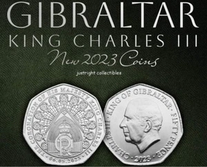 Moneda 50p Gibraltar Westminster Abbey Door 2023 La Coronación Rey Carlos III - Imagen 1 de 3